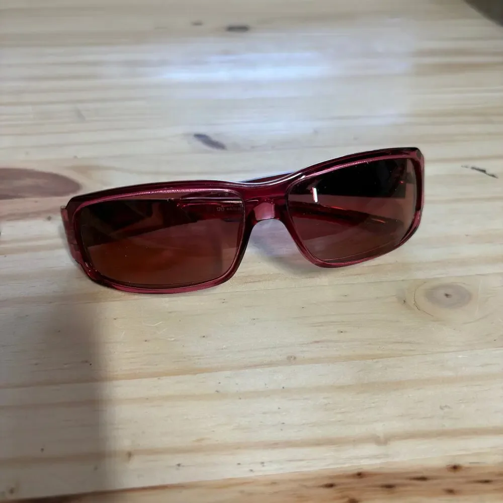 Burberry by Safilo Red Narrow Rectangular Y2K Sunglasses Vintage Red - Picture 10 of 11